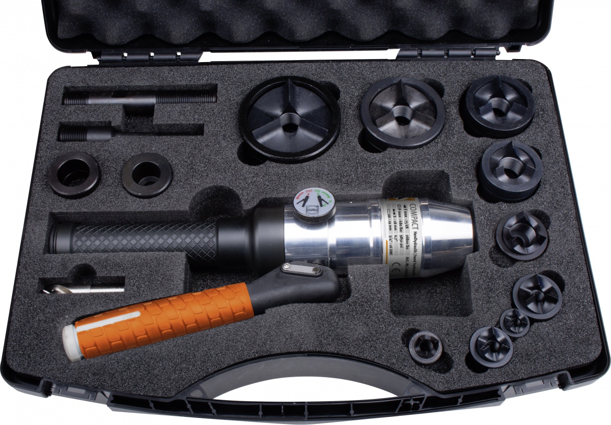 Komplettes Elektrikerset mit manueller Hydraulikpumpe und Stanzwerkzeuge für Stahl Tristar